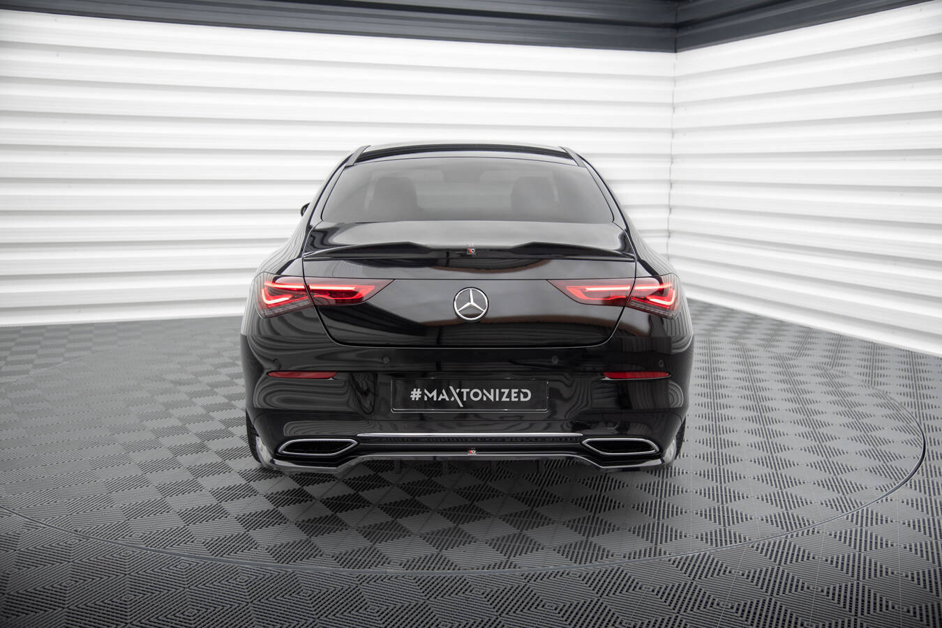 Mittlerer Cup Diffusor DTM Look Heck Ansatz für Mercedes-Benz CLA Coupe C118 schwarz Hochglanz