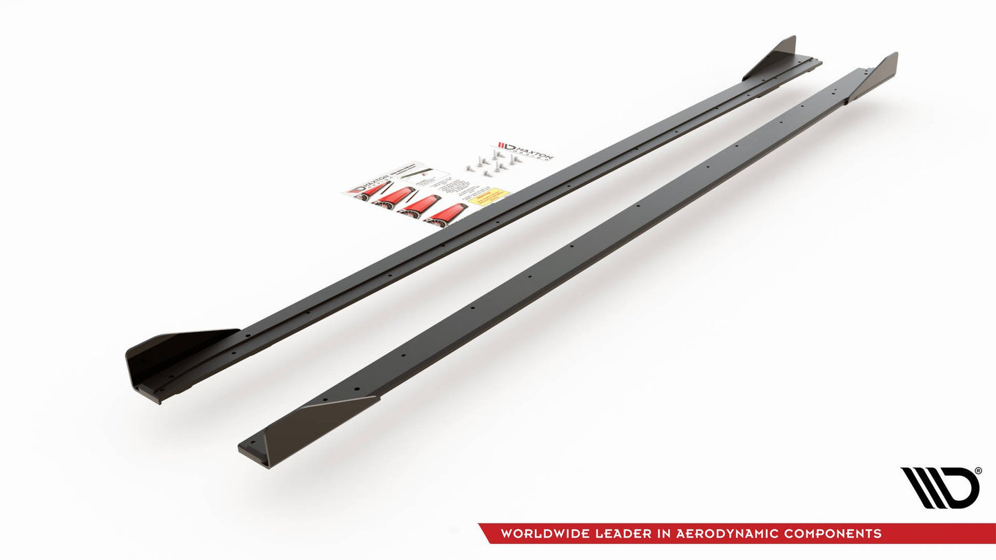 Street Pro Seitenschweller Ansatz + Flaps für VW Polo GTI Mk6 schwarz Hochglanz