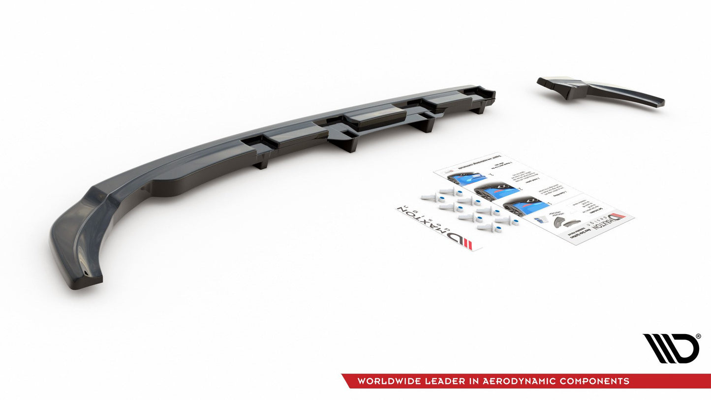 Mittlerer Cup Diffusor DTM Look Heck Ansatz für VW Polo GTI / R-line Mk6 schwarz Hochglanz