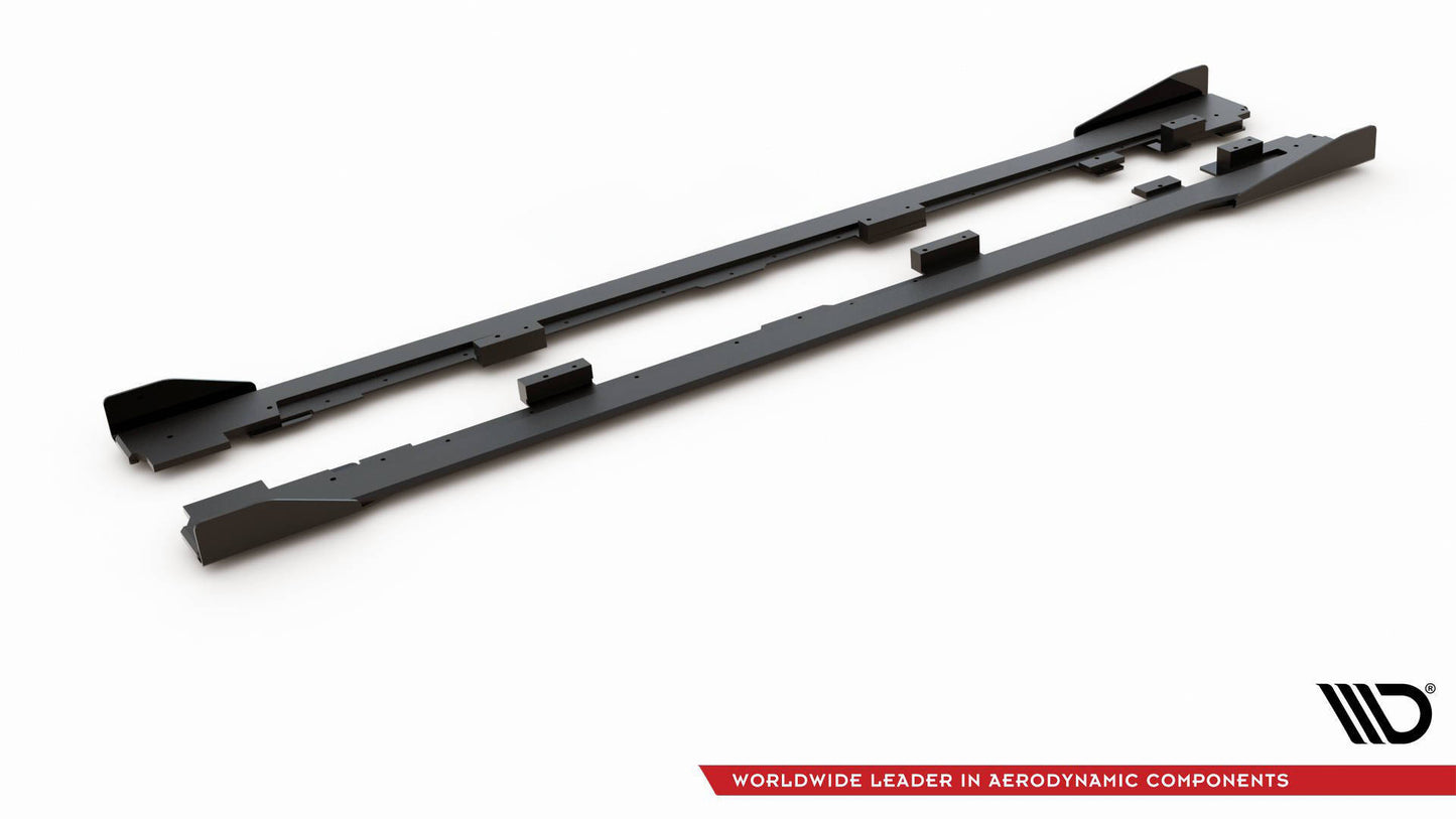 Robuste Racing Seitenschweller Ansatz für für + Flaps Volkswagen Golf GTI Mk6 schwarz Hochglanz
