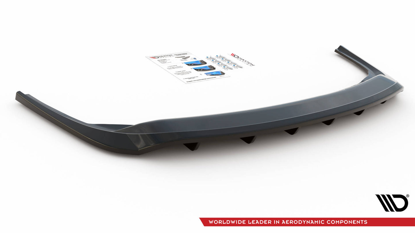 Mittlerer Diffusor Heck Ansatz DTM Look für Skoda Fabia Combi Mk3 Facelift schwarz matt