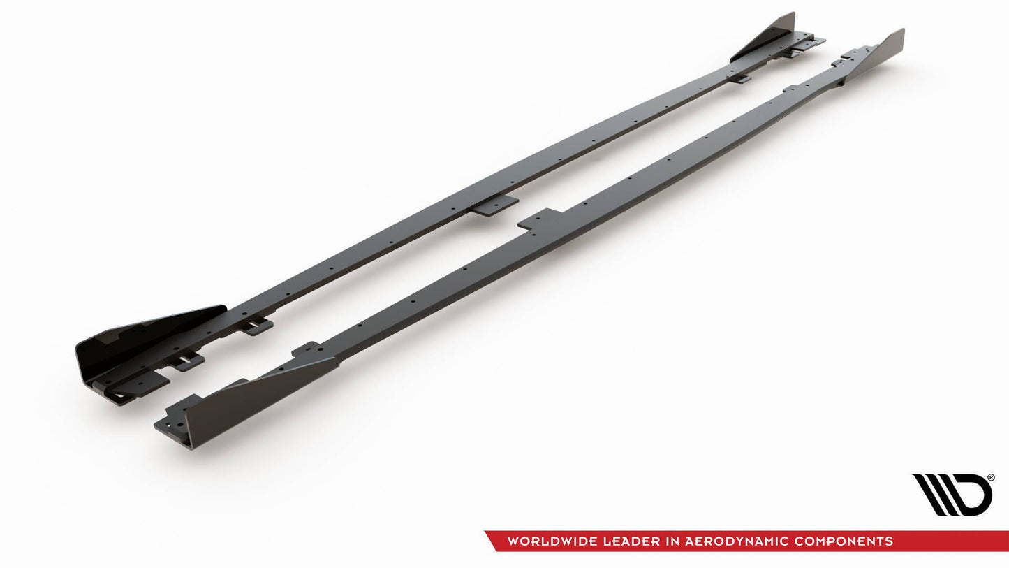 Street Pro Seitenschweller Ansatz V.2 für + Flaps für BMW 1er F20 M135i / M140i / M-Paket schwarz Hochglanz