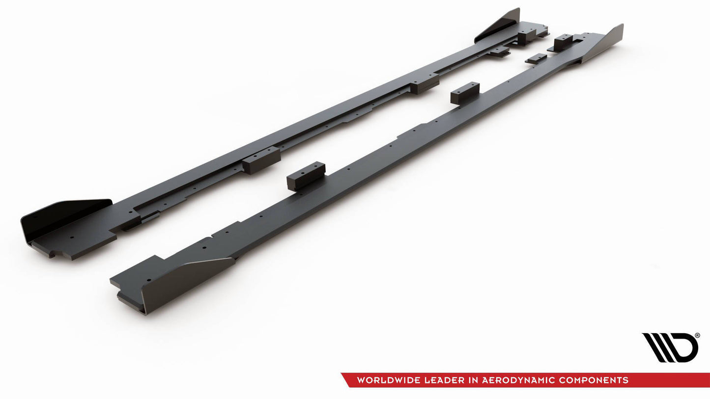 Robuste Racing Seitenschweller Ansatz für + Flaps für VW Golf GTI Mk6 schwarz Hochglanz