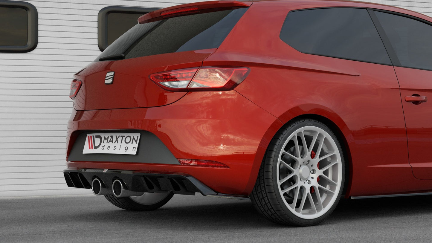 Diffusor Heck Ansatz V.2 für Seat Leon Cupra Mk3 FL Hatchback schwarz Hochglanz