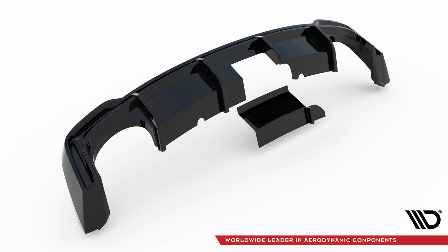 Diffusor Heck Ansatz für Audi RS7 C8 (mit AHK) schwarz Hochglanz