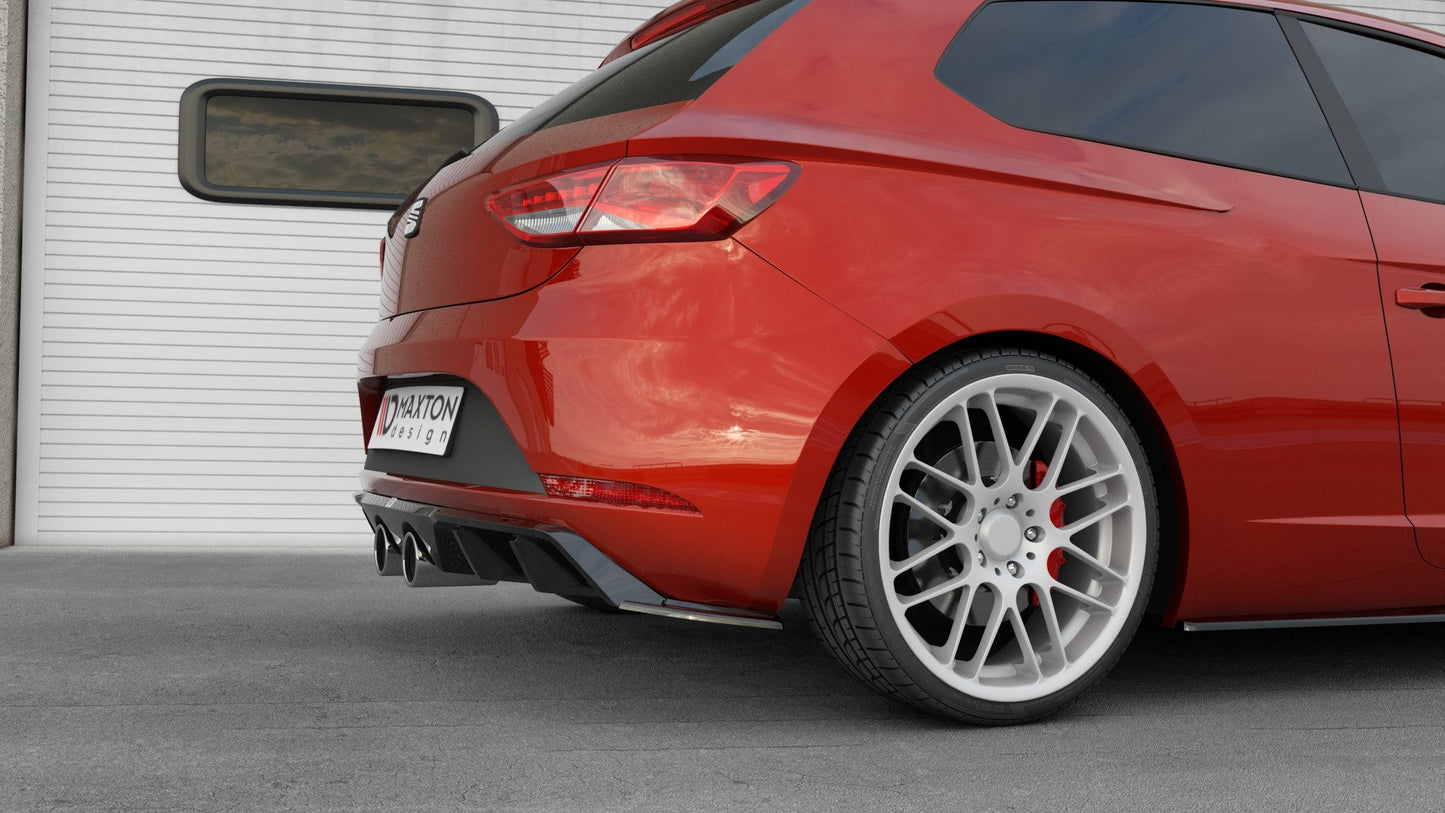 Diffusor Heck Ansatz V.2 für Seat Leon Cupra Mk3 FL Hatchback schwarz Hochglanz