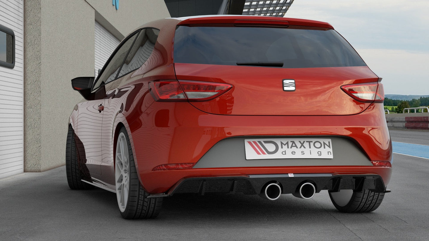 Diffusor Heck Ansatz V.2 für Seat Leon Cupra Mk3 FL Hatchback schwarz Hochglanz