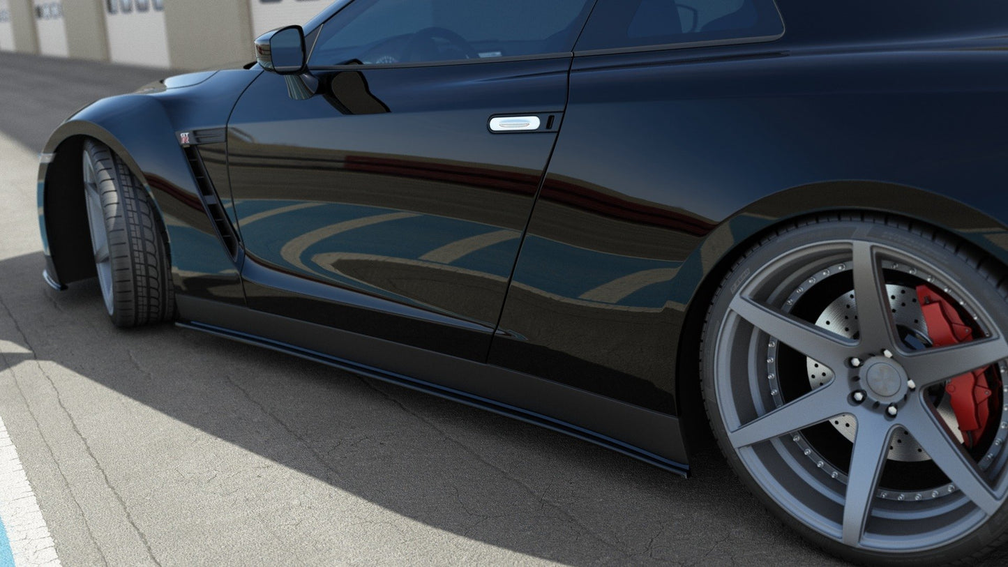 Seitenschweller Ansatz für NISSAN GT-R vor Facelift COUPE (R35-SERIES) schwarz Hochglanz