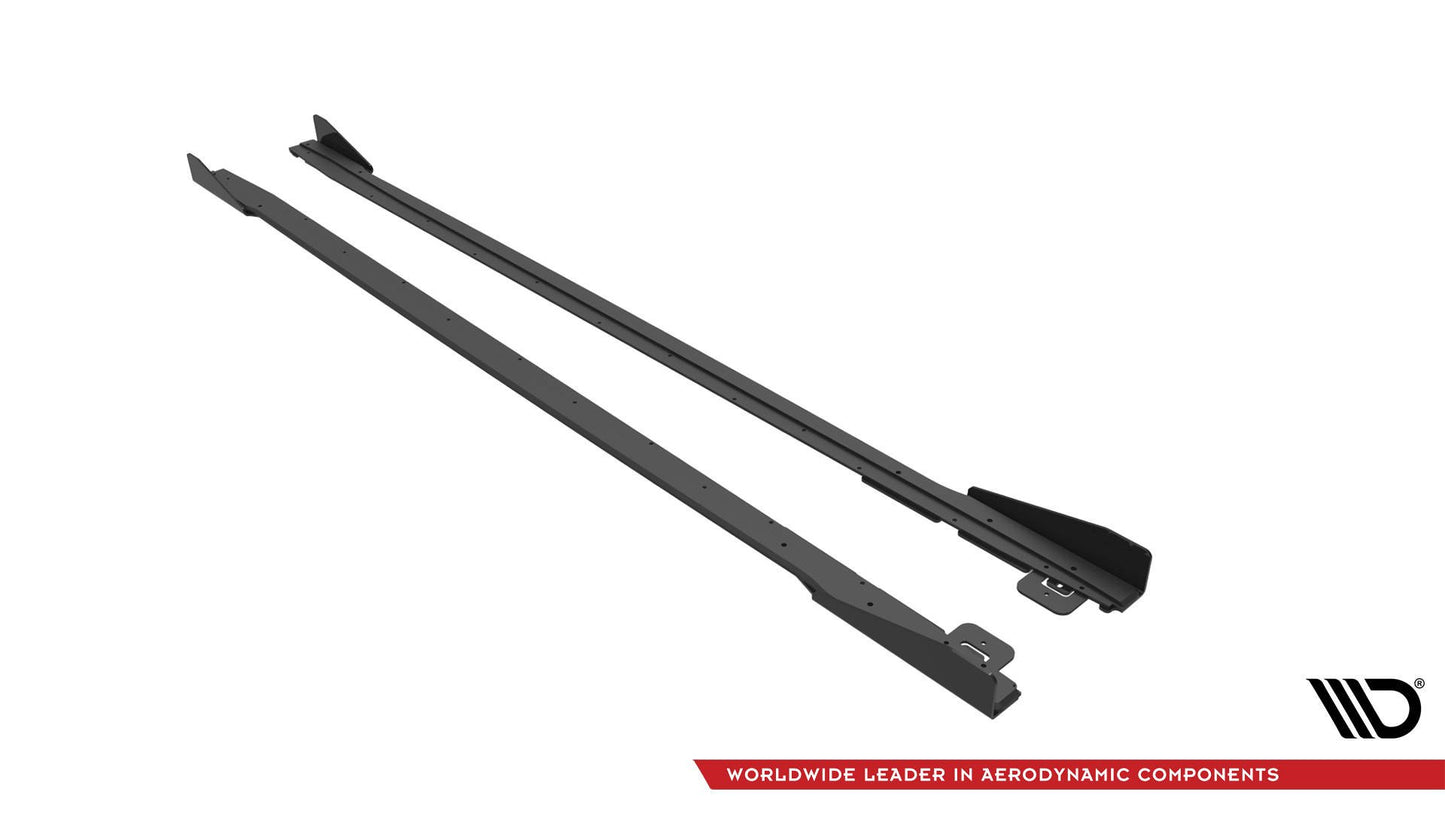 Street Pro Seitenschweller Ansatz für V.1 + Flaps für Ford Mustang GT Mk6 Facelift schwarz Hochglanz