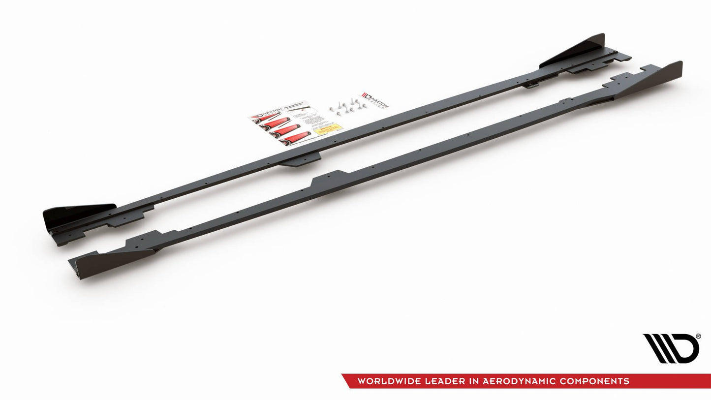 Street Pro Seitenschweller Ansatz für + Flaps BMW 1er F21 M135i / M140i / M-Paket schwarz Hochglanz