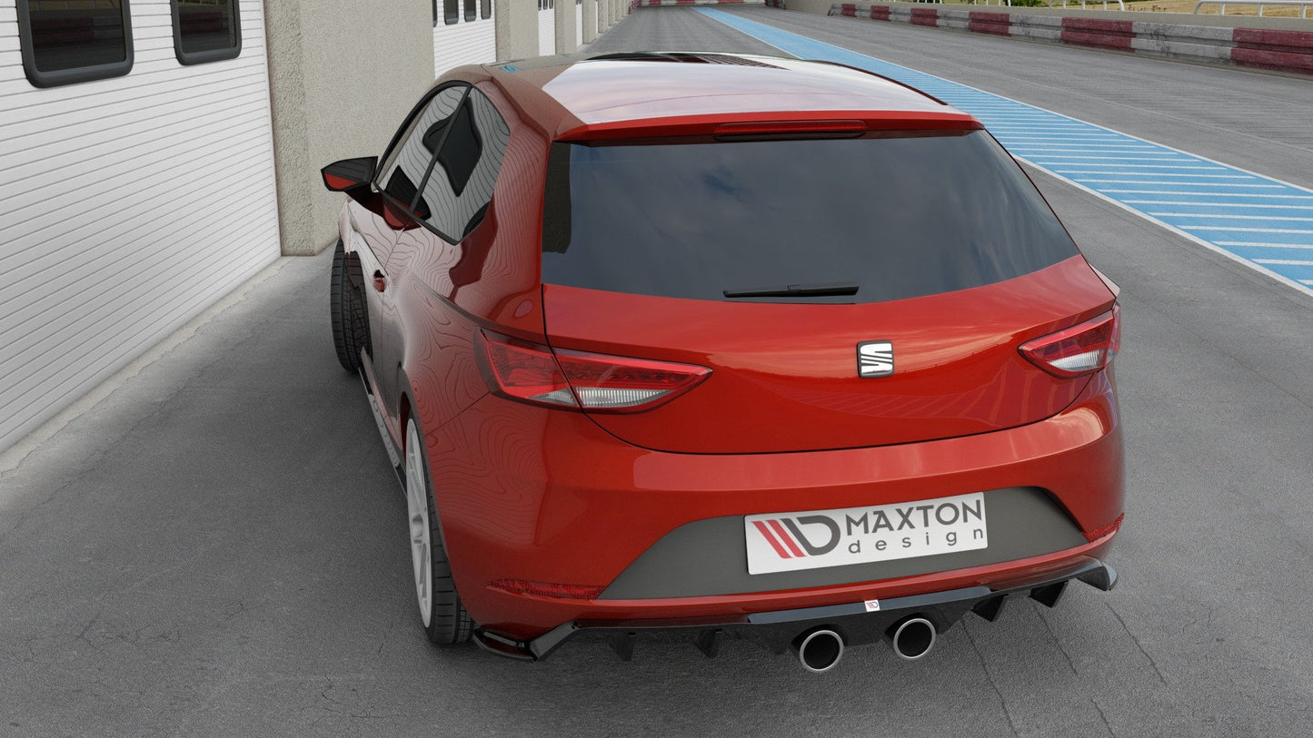 Diffusor Heck Ansatz V.2 für Seat Leon Cupra Mk3 FL Hatchback schwarz Hochglanz