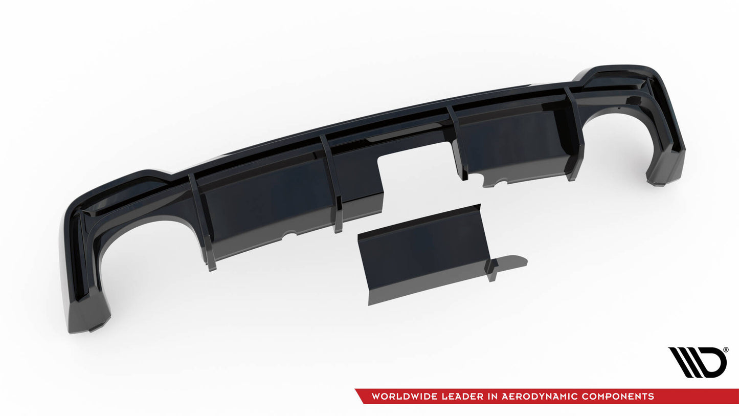 Diffusor Heck Ansatz für Audi RS7 C8 (mit AHK) schwarz Hochglanz