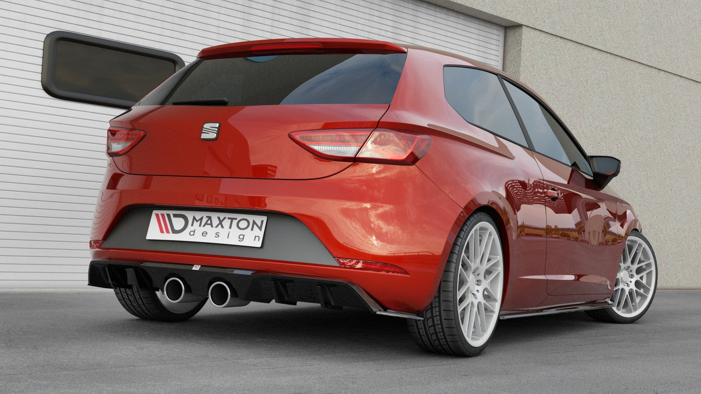 Diffusor Heck Ansatz V.2 für Seat Leon Cupra Mk3 FL Hatchback schwarz Hochglanz