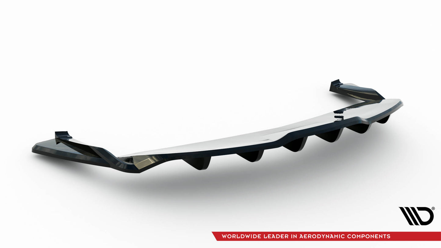 Mittlerer Cup Diffusor DTM Look Heck Ansatz V.2 für Tesla Model S Plaid Mk1 Facelift schwarz Hochglanz