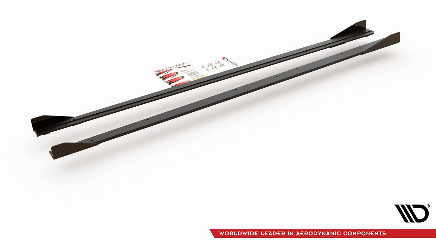 Street Pro Seitenschweller Ansatz + Flaps für VW Polo GTI Mk6 schwarz Hochglanz