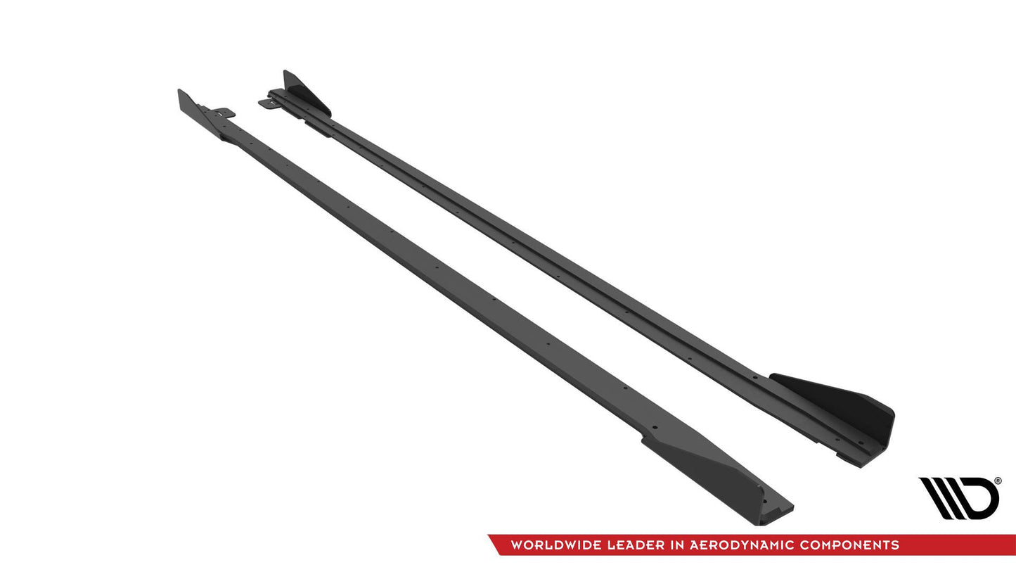 Street Pro Seitenschweller Ansatz für V.1 + Flaps für Ford Mustang GT Mk6 Facelift schwarz Hochglanz