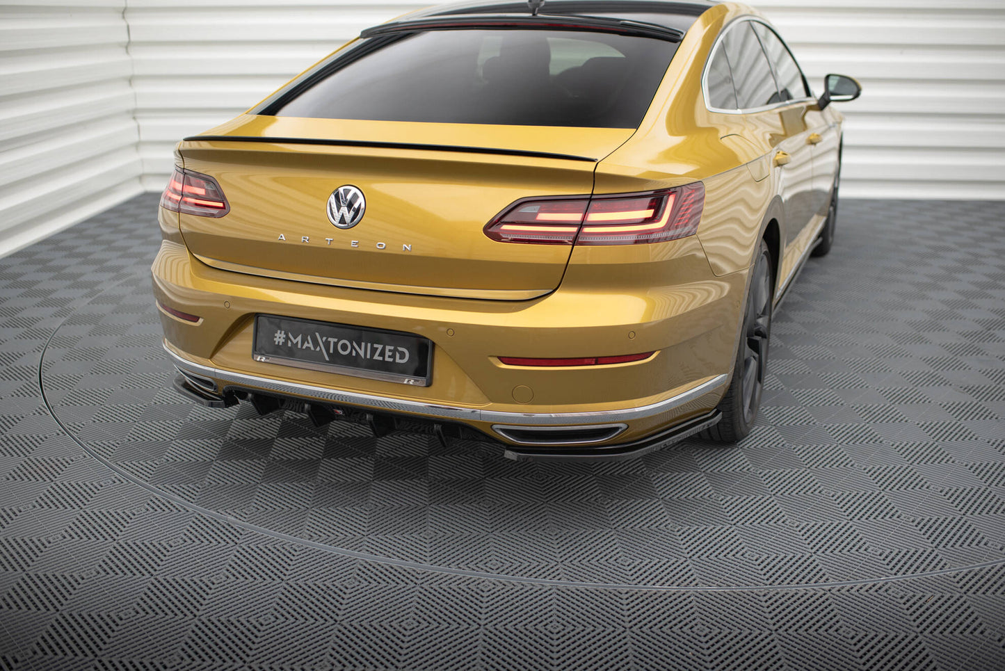Diffusor Heck Ansatz für VW Arteon R-Line schwarz Hochglanz