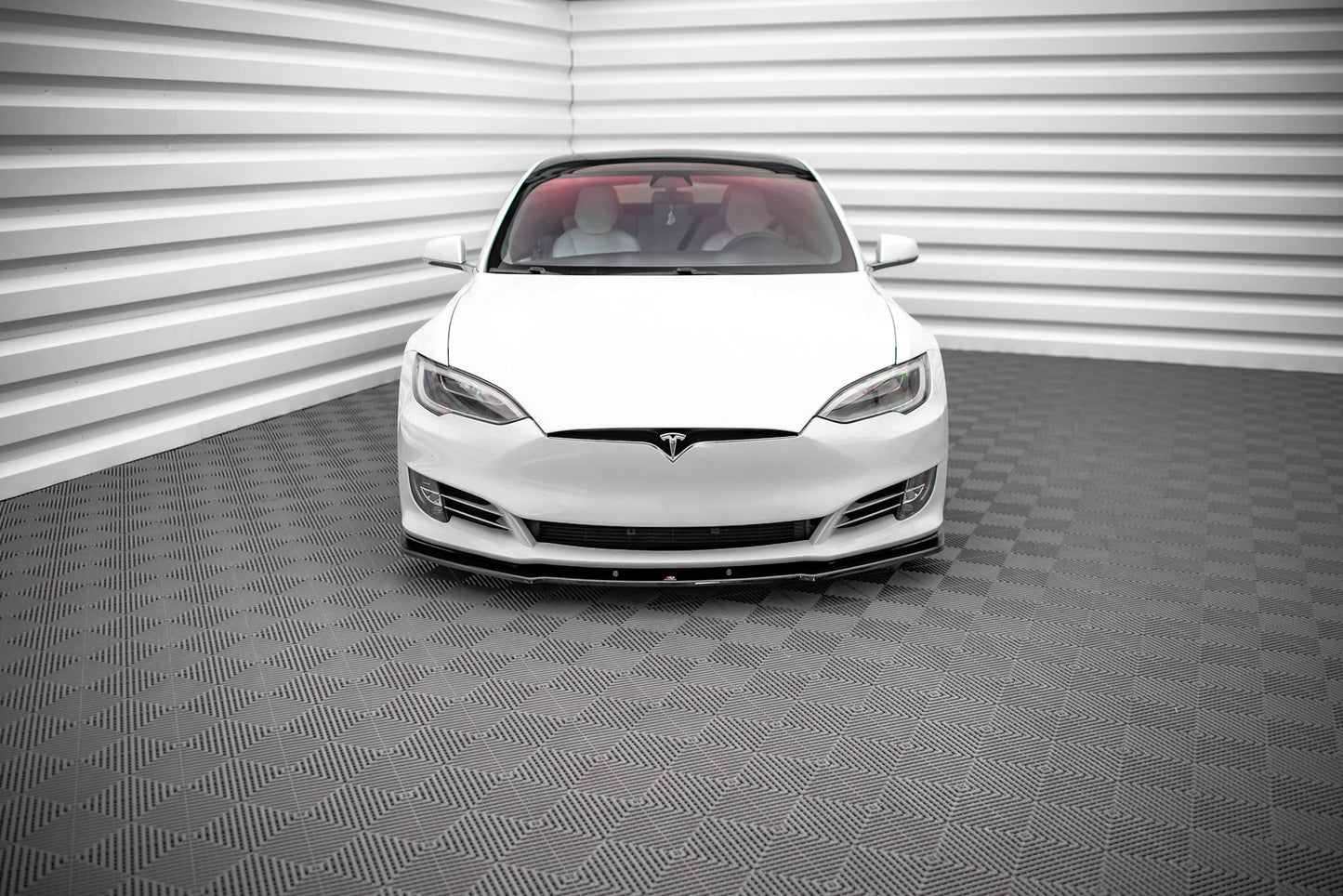 Front Ansatz V.1 für Tesla Model S Facelift schwarz Hochglanz