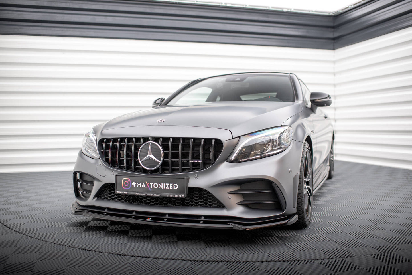 Front Ansatz V.2 für Mercedes-AMG C43 Coupe / Cabrio / Limousine / Kombi C205 / A205 / W205 / S205 Facelift schwarz Hochglanz
