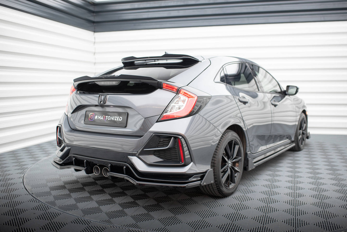 Niedriger Spoiler CAP für Honda Civic Sport Mk 10 schwarz Hochglanz