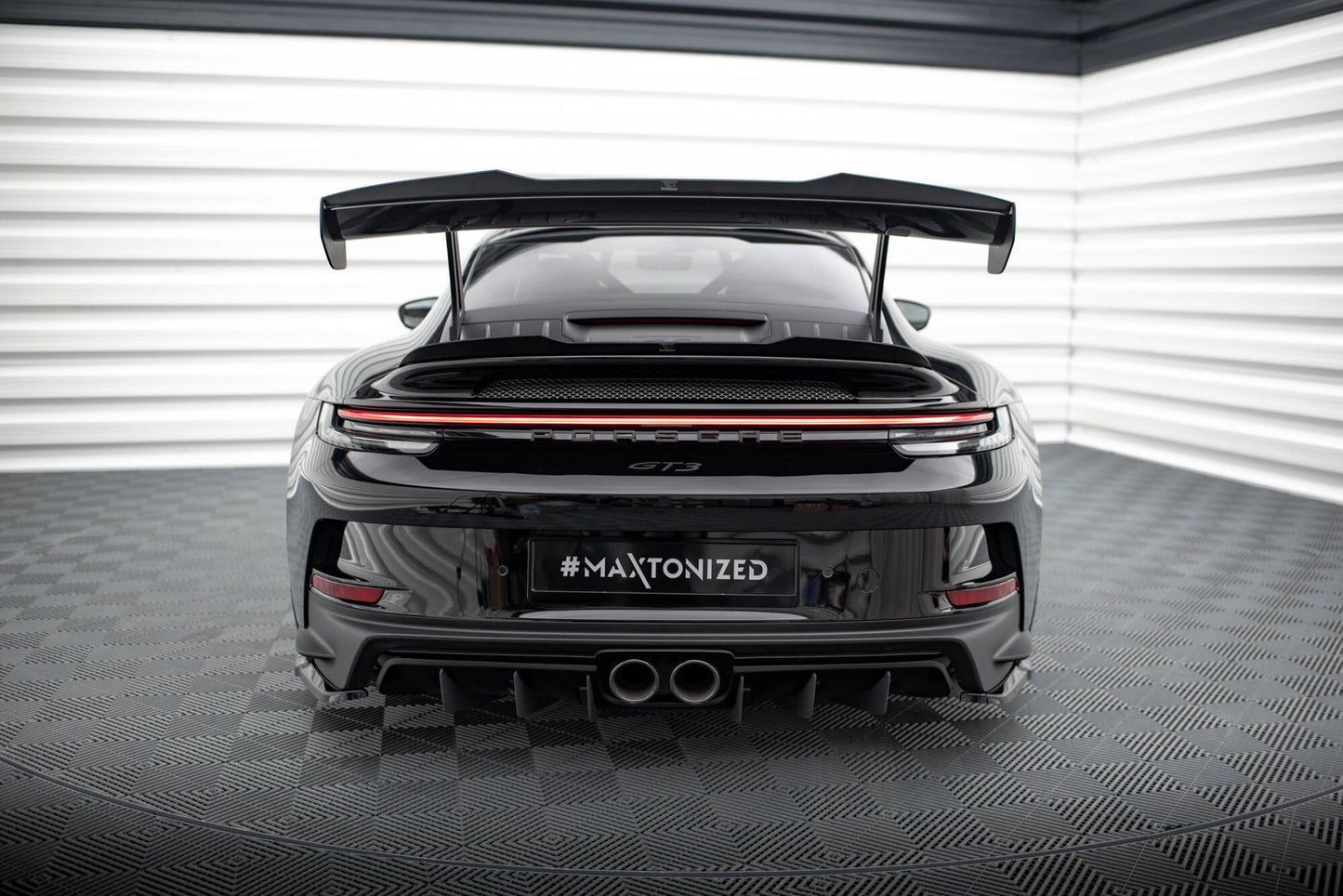 Niedriger Spoiler CAP für Porsche 911 992 GT3 schwarz Hochglanz