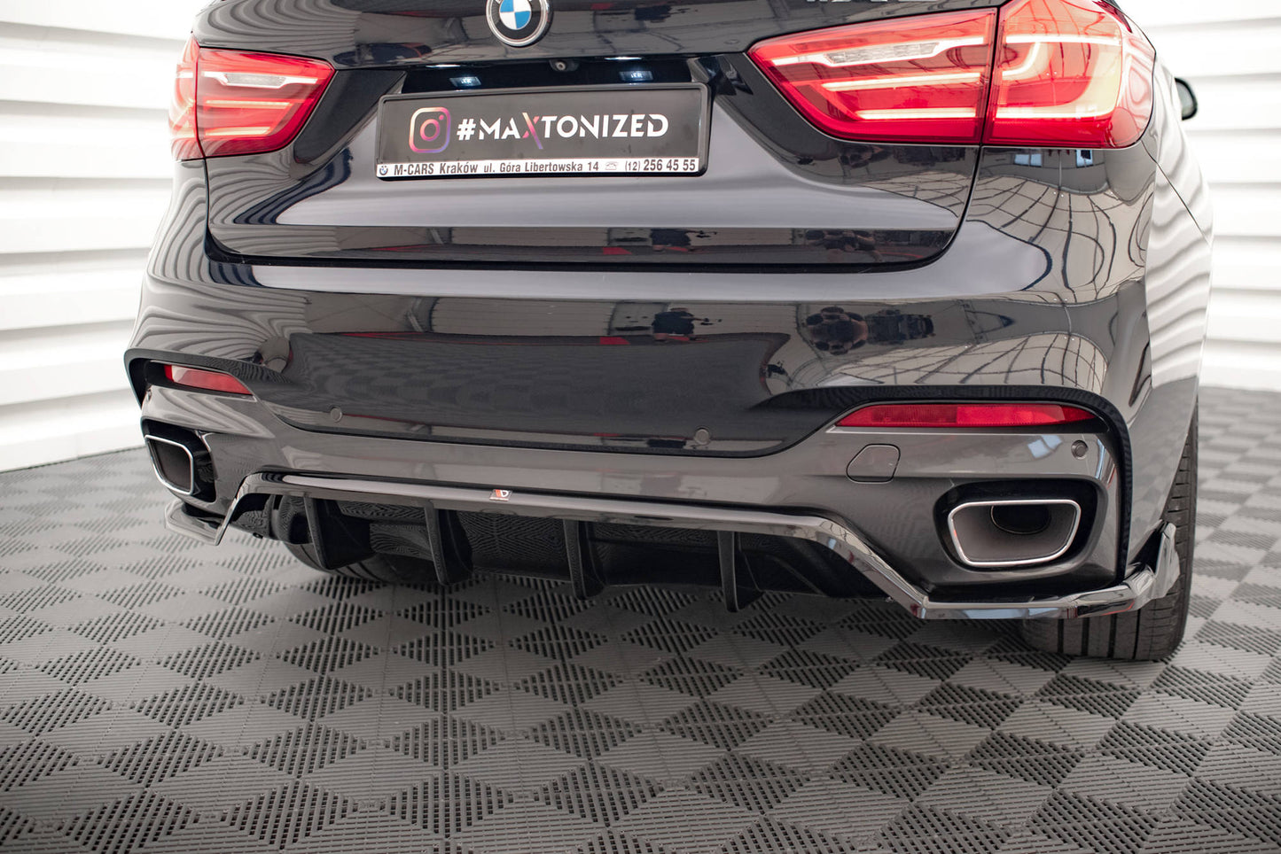 Mittlerer Cup Diffusor DTM Look Heck Ansatz für BMW X6 M-Paket F16 schwarz Hochglanz
