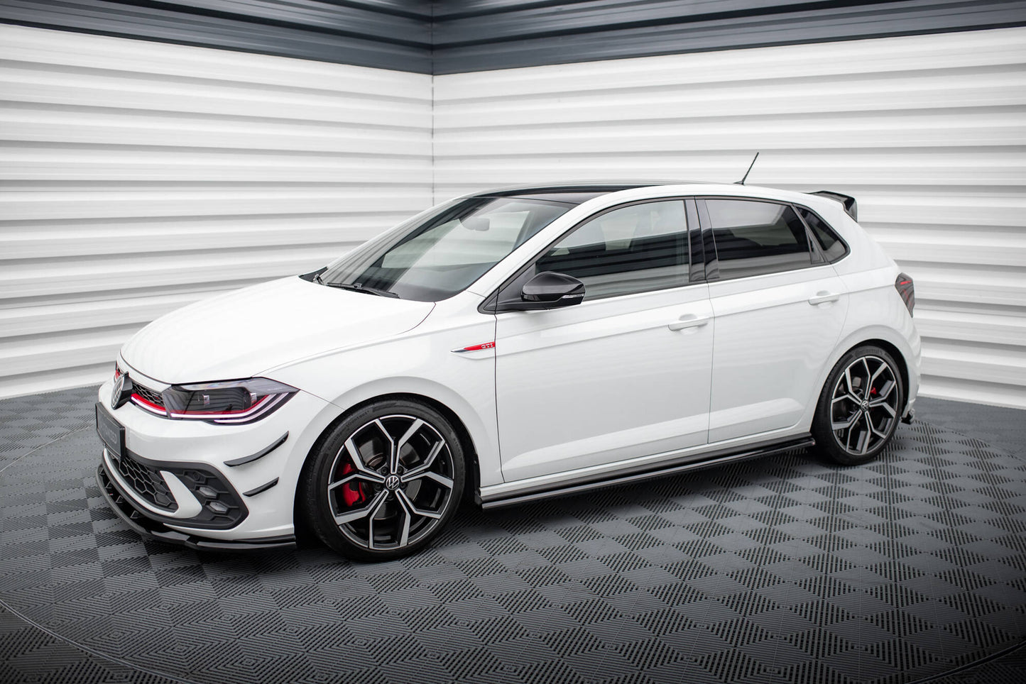 Seitenschweller Ansatz für VW Polo GTI Mk6 Facelift schwarz Hochglanz