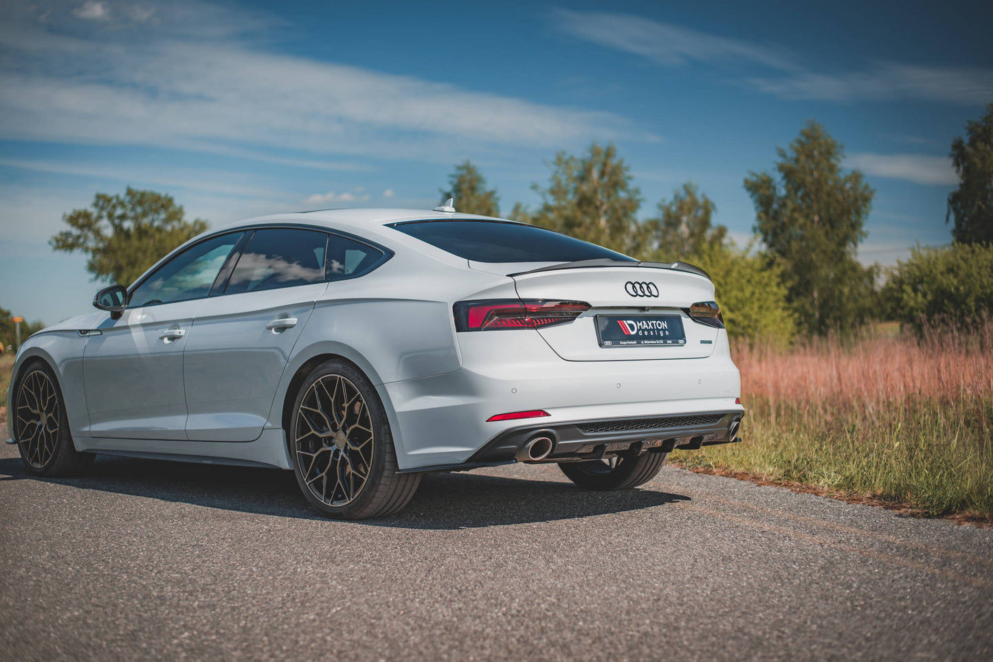 Diffusor Heck Ansatz für Audi A5 S-Line F5 Coupe / Sportback schwarz Hochglanz