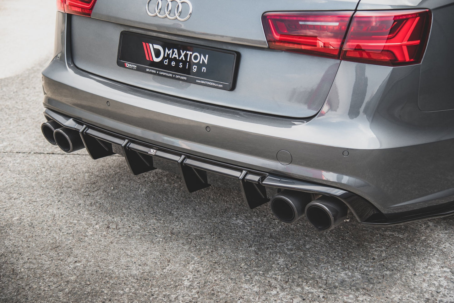 Diffusor Heck Ansatz V.1 für Audi S6 C7 Facelift schwarz Hochglanz
