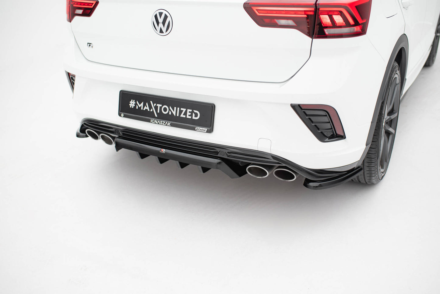 Mittlerer Diffusor Heck Ansatz DTM Look für VW T-Roc R Mk1 schwarz Hochglanz