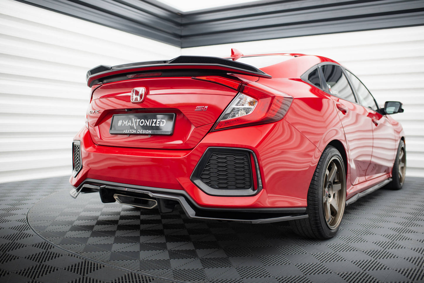 Mittlerer Cup Diffusor DTM Look Heck Ansatz für Honda Civic SI Mk10 schwarz Hochglanz