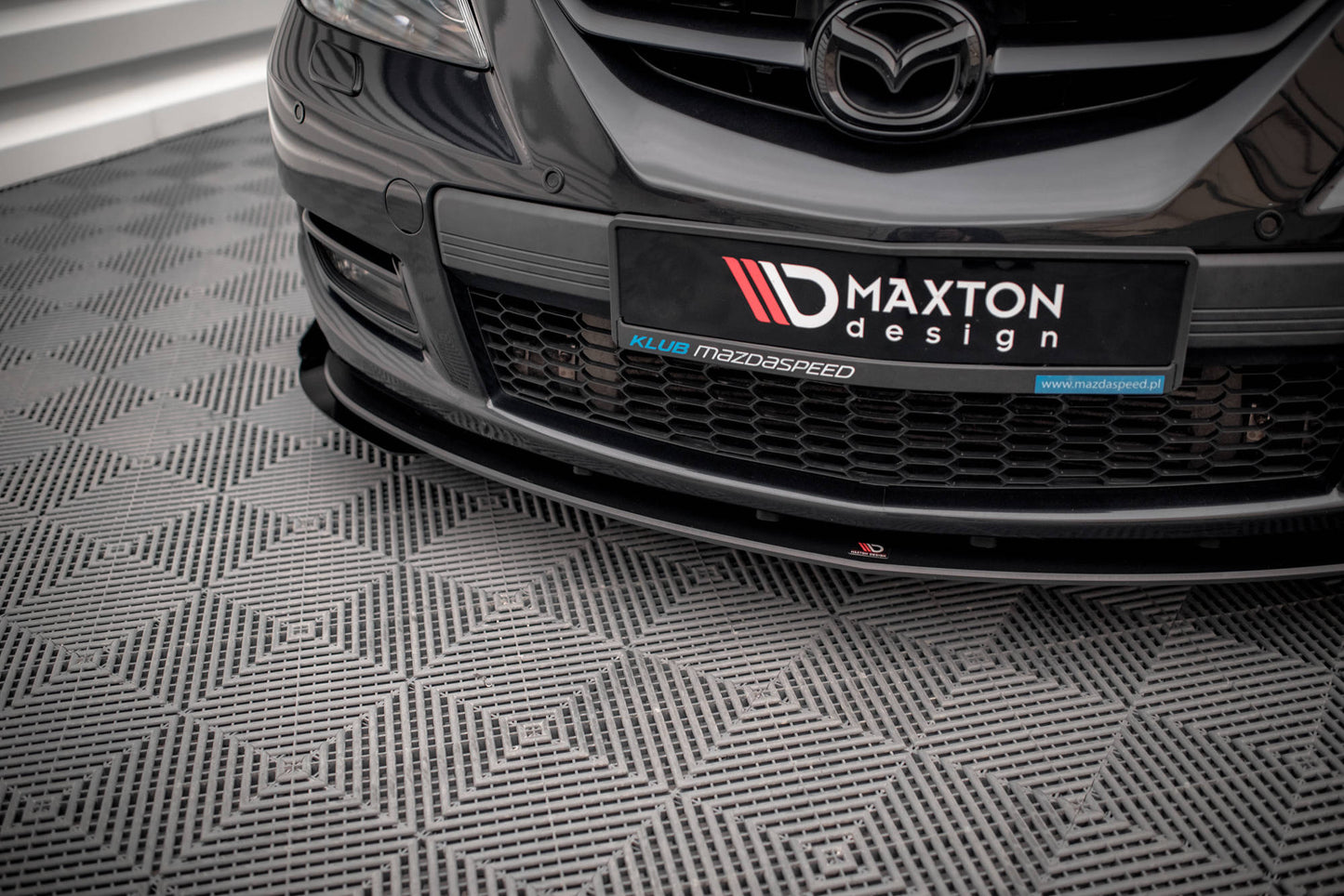 Street Pro Front Ansatz für + Flaps für V.1 + Flaps Mazda 3 MPS Mk1 schwarz Hochglanz