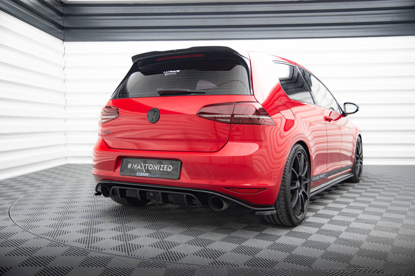 Diffusor Heck Ansatz für VW GOLF Mk7 GTI CLUBSPORT schwarz Hochglanz