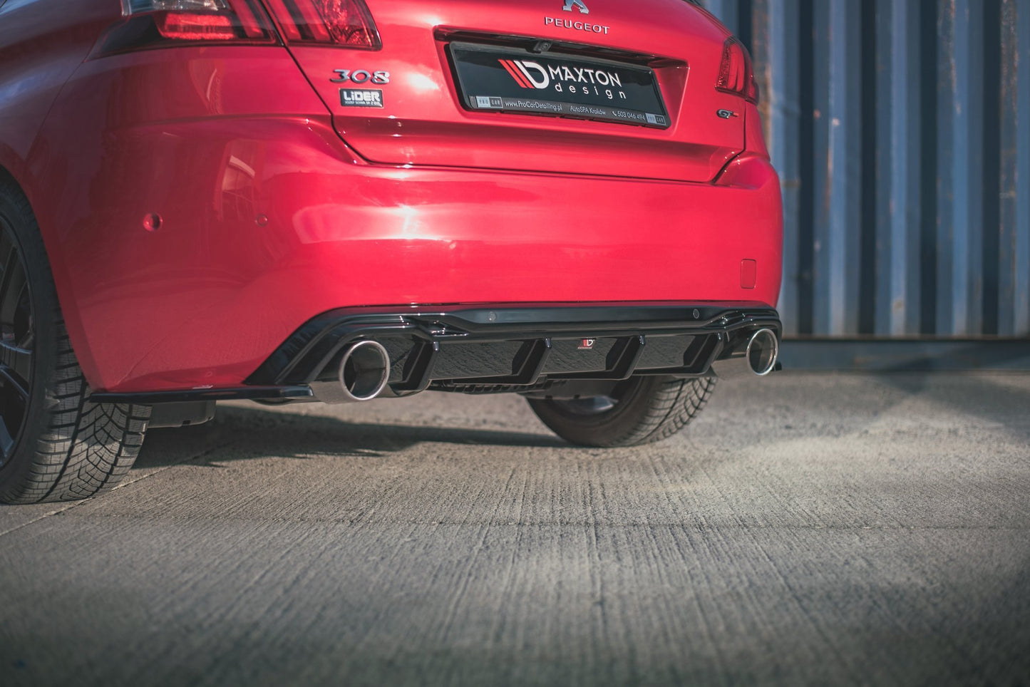 Heck Ansatz Flaps Diffusor für Peugeot 308 GT Mk2 Facelift schwarz Hochglanz