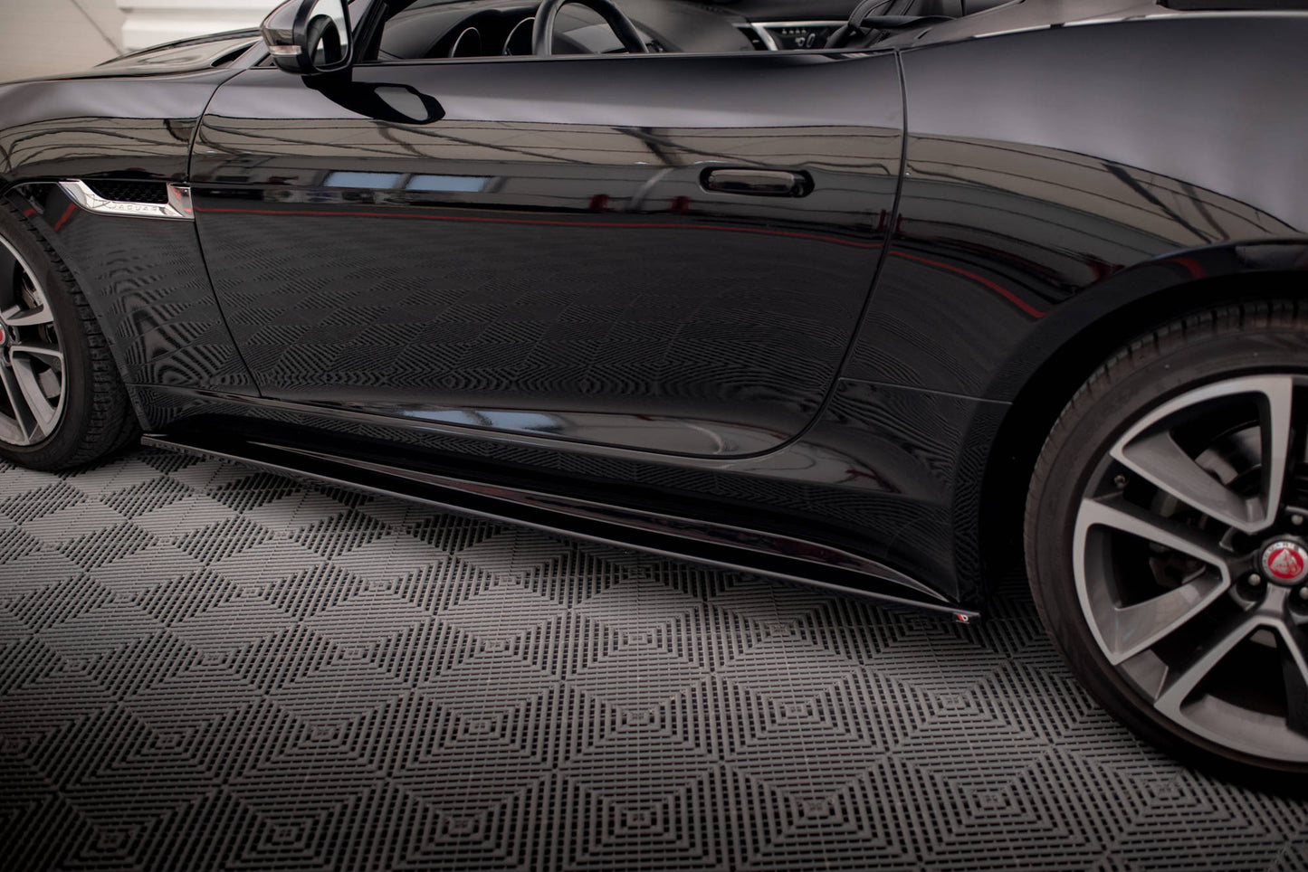 Seitenschweller Ansatz für JAGUAR F-TYPE schwarz Hochglanz