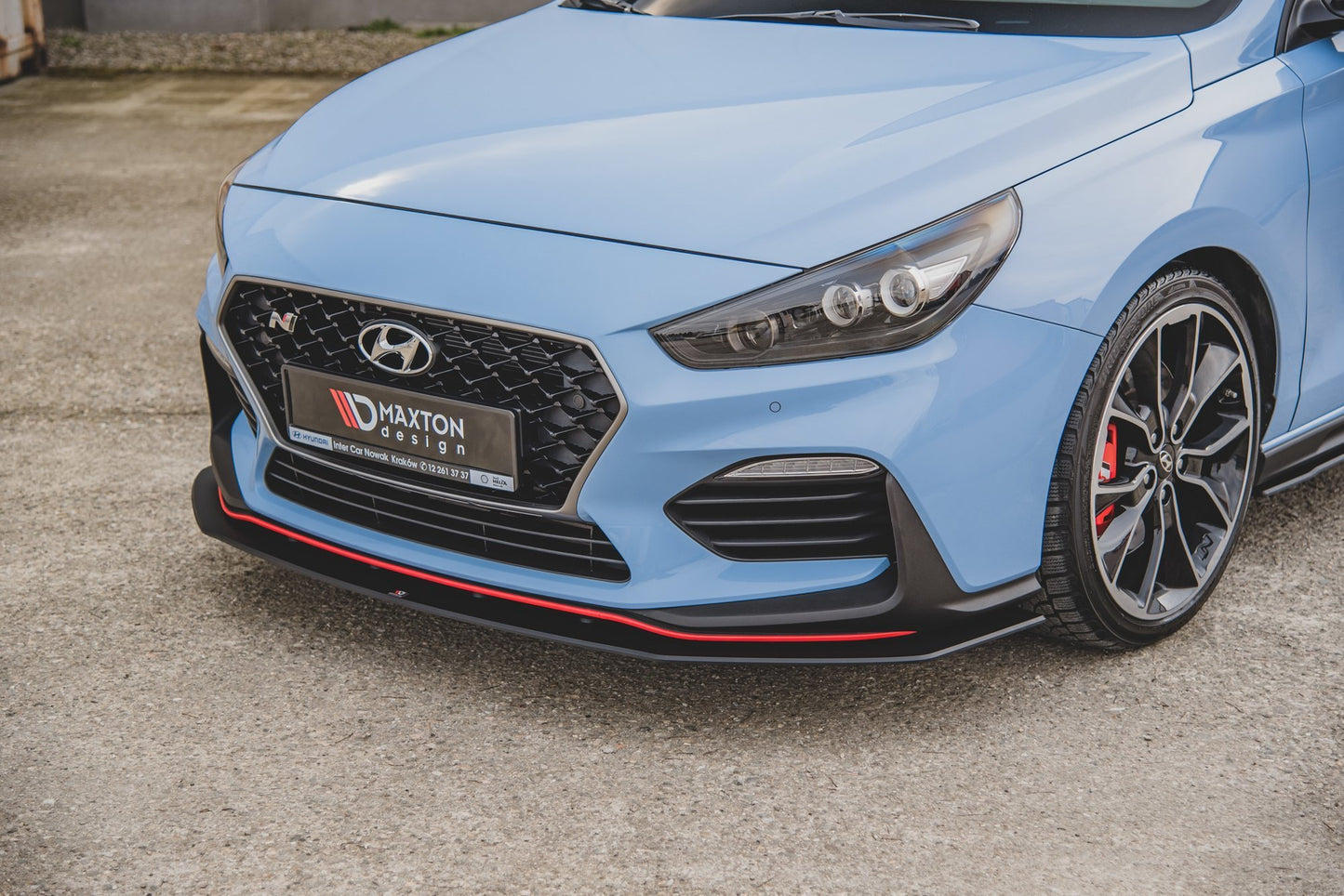 Street Pro Front Ansatz für +Flaps für Hyundai I30 N Mk3 Hatchback / Fastback schwarz Hochglanz