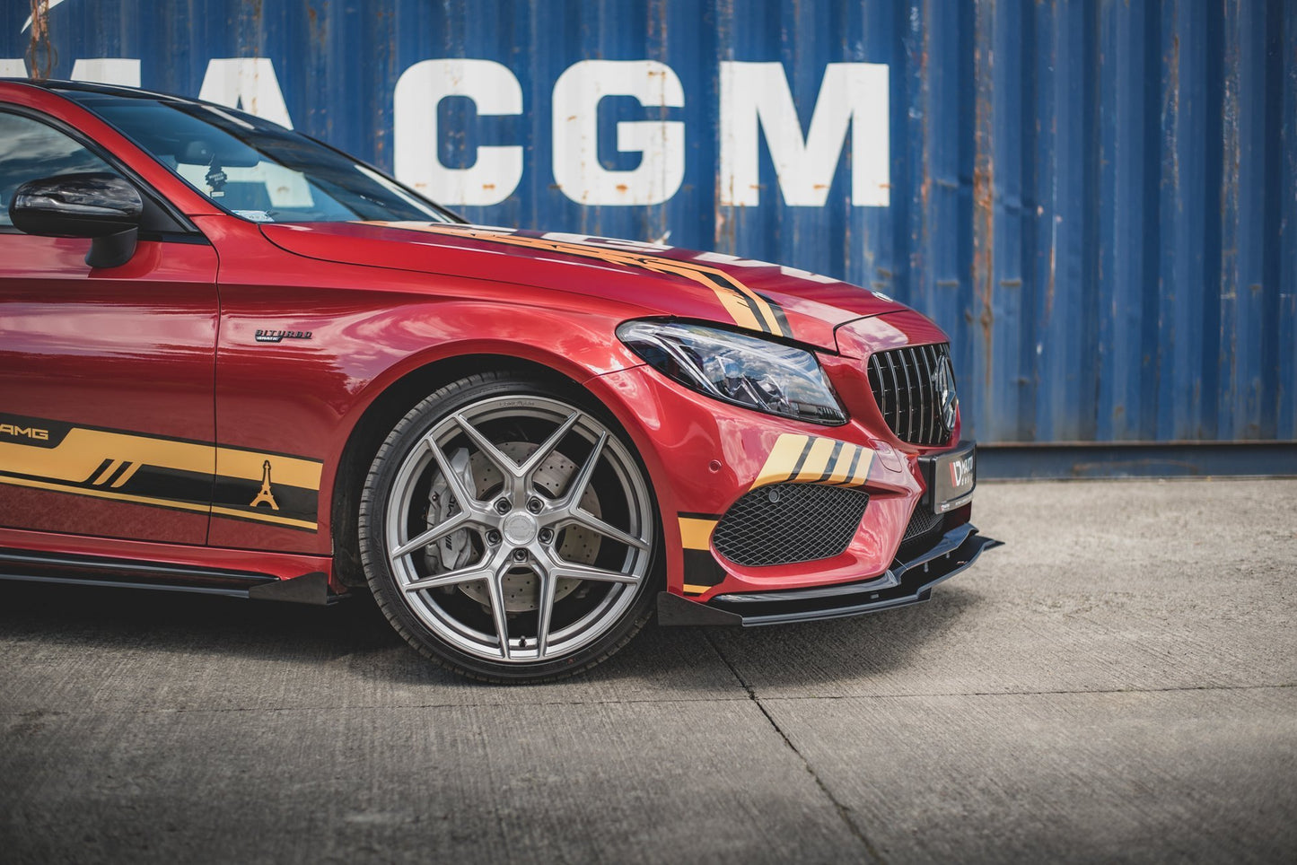 Street Pro Front Ansatz für + Flaps für Mercedes-AMG C43 Coupe C205 schwarz Hochglanz