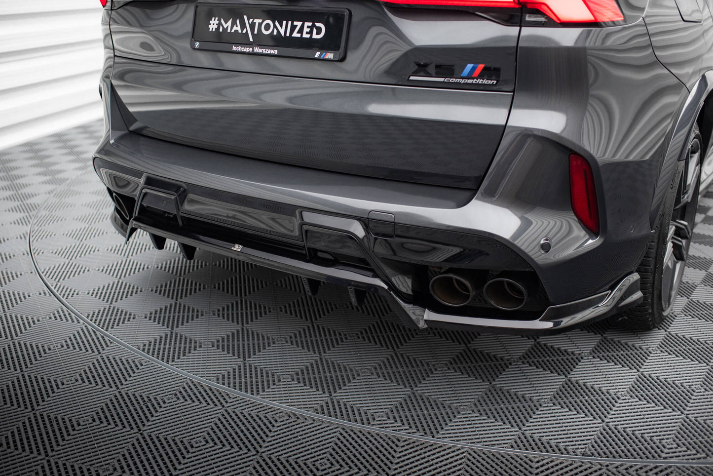 Mittlerer Cup Diffusor DTM Look Heck Ansatz für BMW X5 M F95 Facelift schwarz Hochglanz