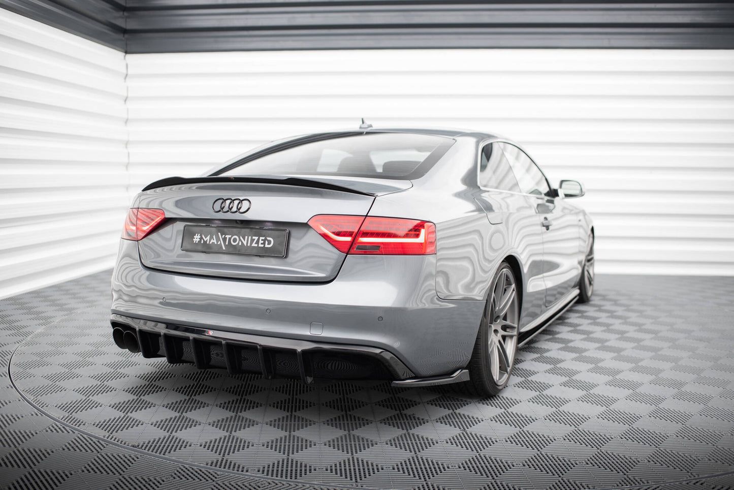 Diffusor Heck Ansatz für Audi A5 S-Line Coupe / Sportback 8T Facelift (Doppelauspuff li.)