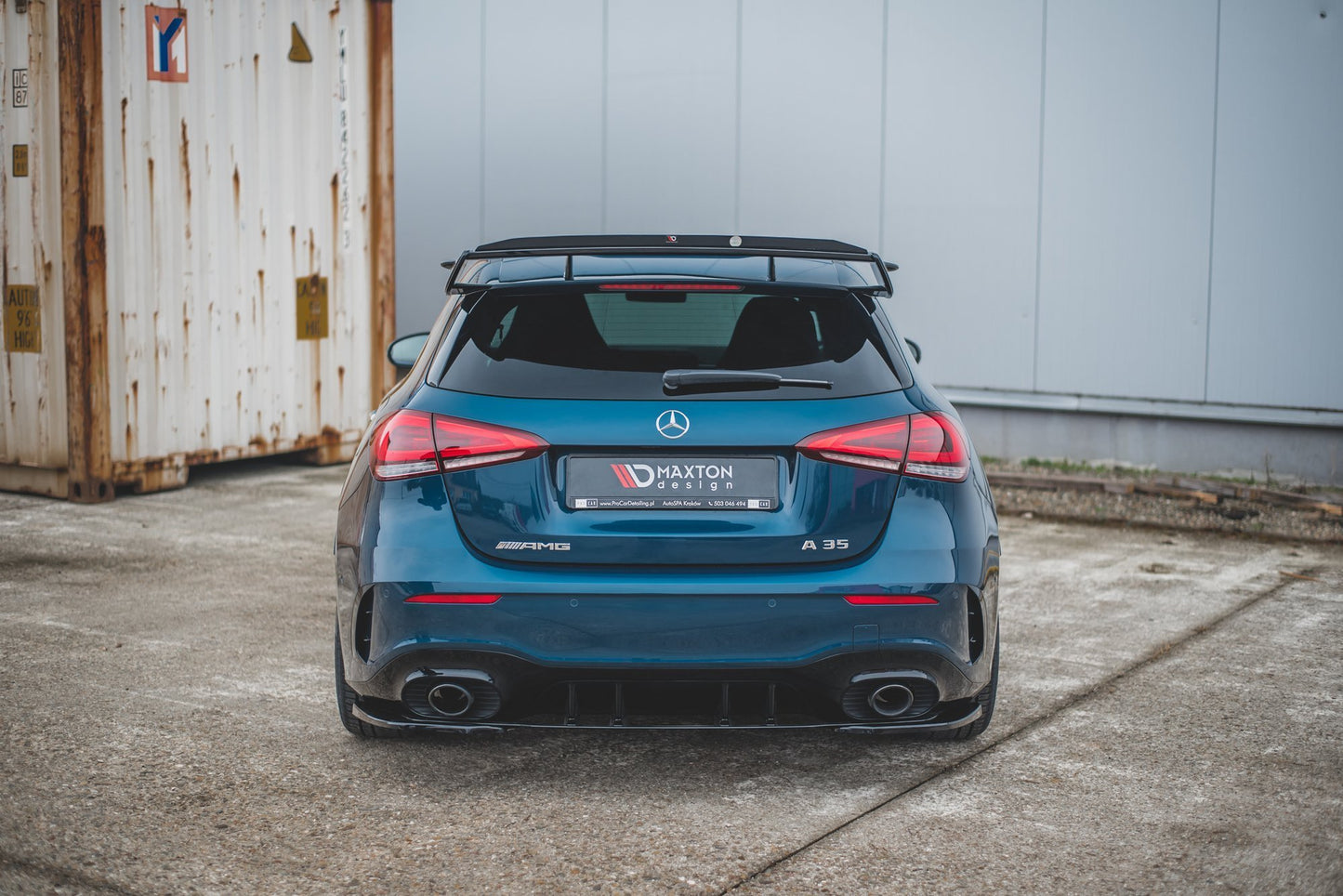 Heck Ansatz Flaps Diffusor für Mercedes A35 AMG Aero Hatchback W177 schwarz Hochglanz