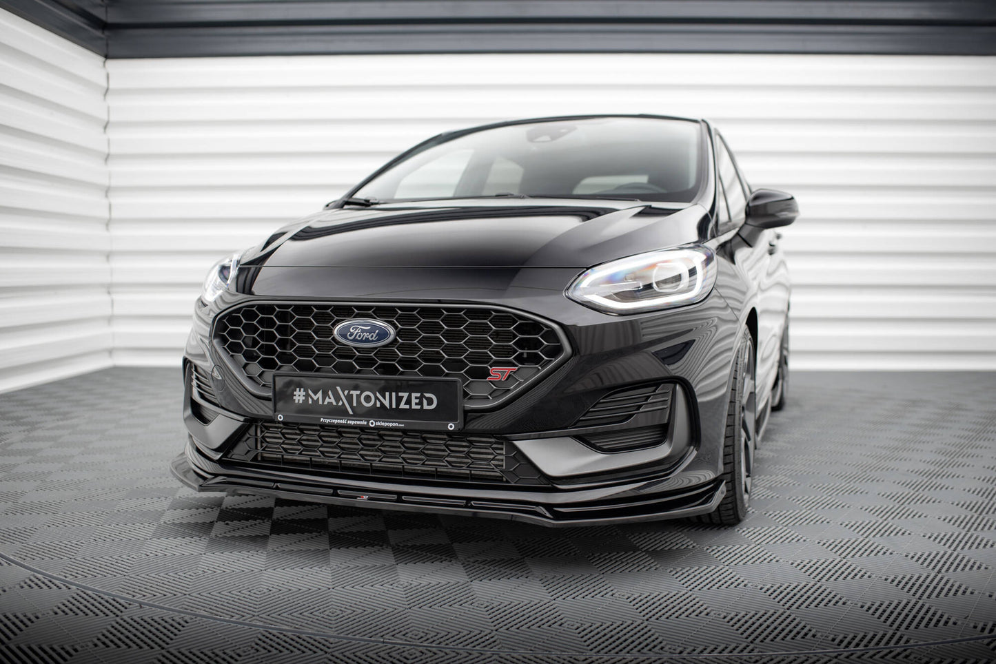 Front Ansatz V.4 für Ford Fiesta ST / ST-line Mk8 Facelift schwarz Hochglanz