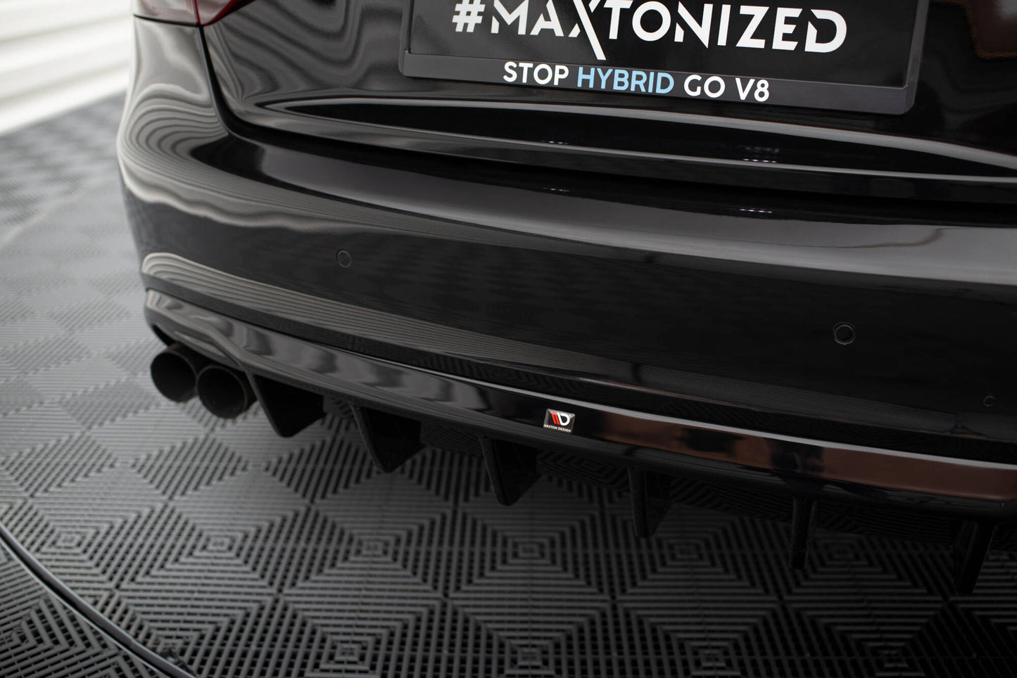 Diffusor Heck Ansatz für Audi A5 Coupe / Cabrio S-Line 8T (Doppelauspuff li.)