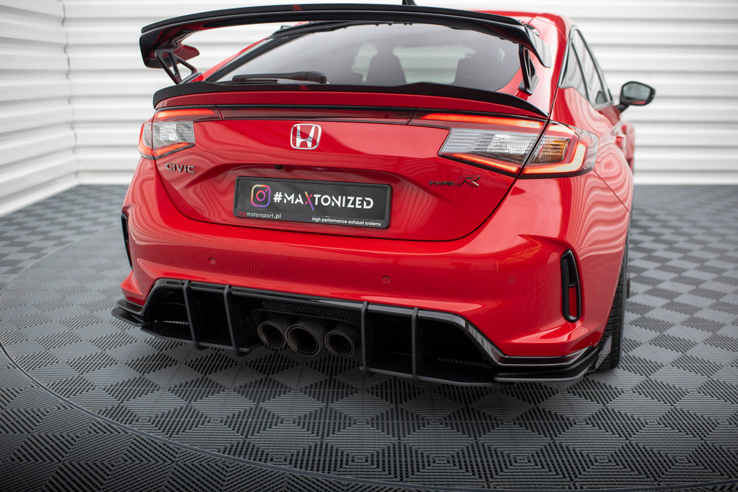 Street Pro Heck Ansatz Flaps Diffusor +Flaps für Honda Civic Type-R Mk 11 schwarz Hochglanz