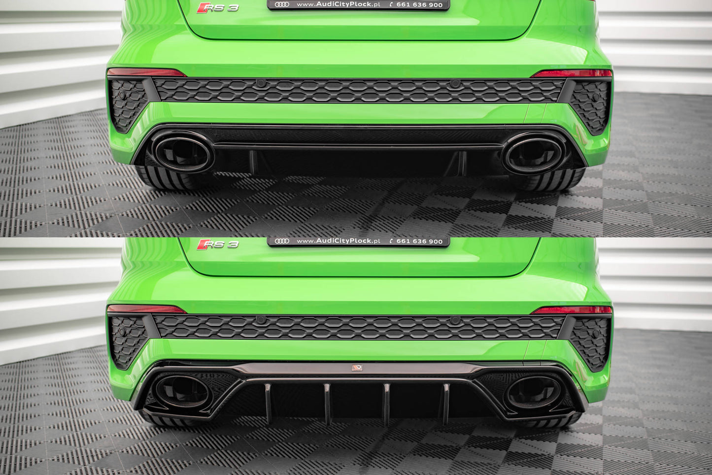 Diffusor Heck Ansatz für Audi RS3 8Y schwarz Hochglanz