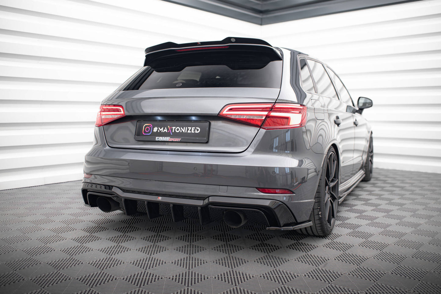 Diffusor Heck Ansatz für Audi A3 S-Line Sportback 8V Facelift (Einzelauspuff li. re.)