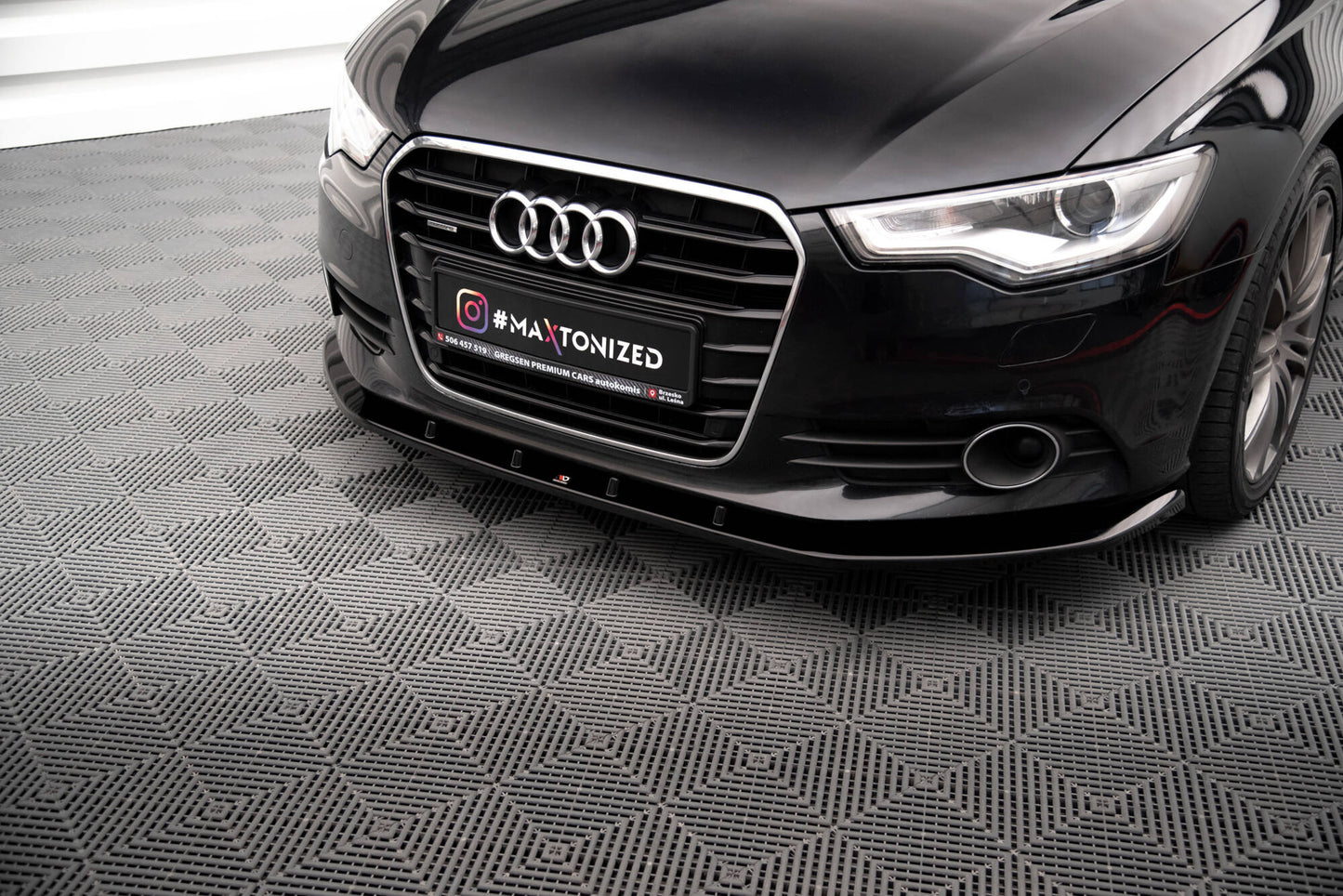 Front Ansatz V.3 für Audi A6 C7 schwarz Hochglanz