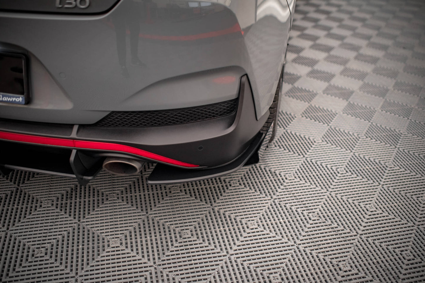 Street Pro Heck Ansatz Flaps Diffusor +Flaps für Hyundai I30 Fastback N-Line Mk3 Facelift schwarz Hochglanz