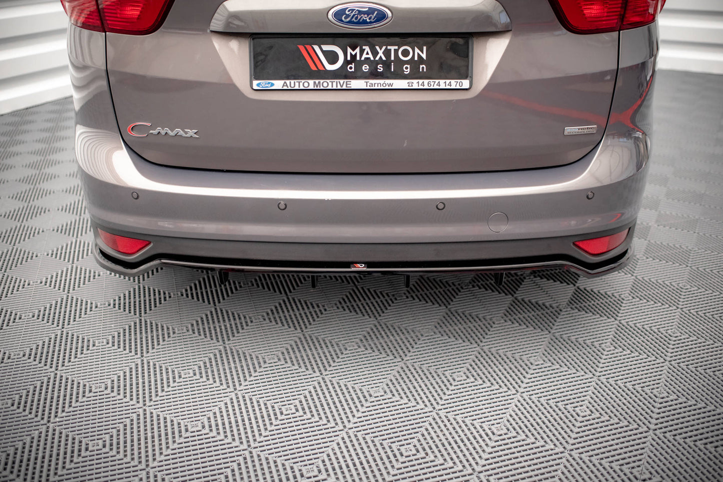 Mittlerer Cup Diffusor DTM Look Heck Ansatz für Ford C-Max Mk2 schwarz Hochglanz