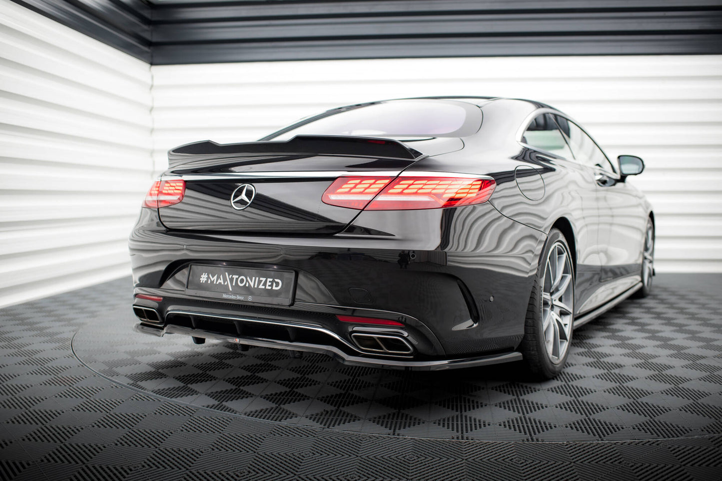 Mittlerer Cup Diffusor DTM Look Heck Ansatz für Mercedes-Benz S Coupe AMG-Line C217 Facelift schwarz Hochglanz