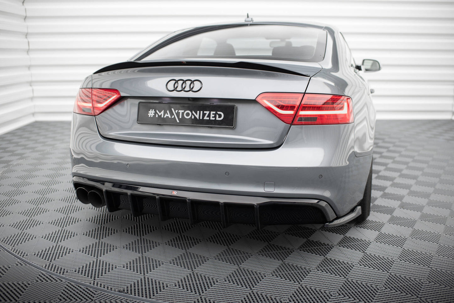 Diffusor Heck Ansatz für Audi A5 S-Line Coupe / Sportback 8T Facelift (Doppelauspuff li.)